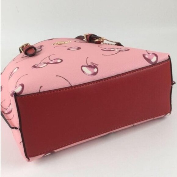 COACH Mollie Tote 25 2way Shoulder Bag Canvas Leather Cherry Pink - Picture 4 of 6